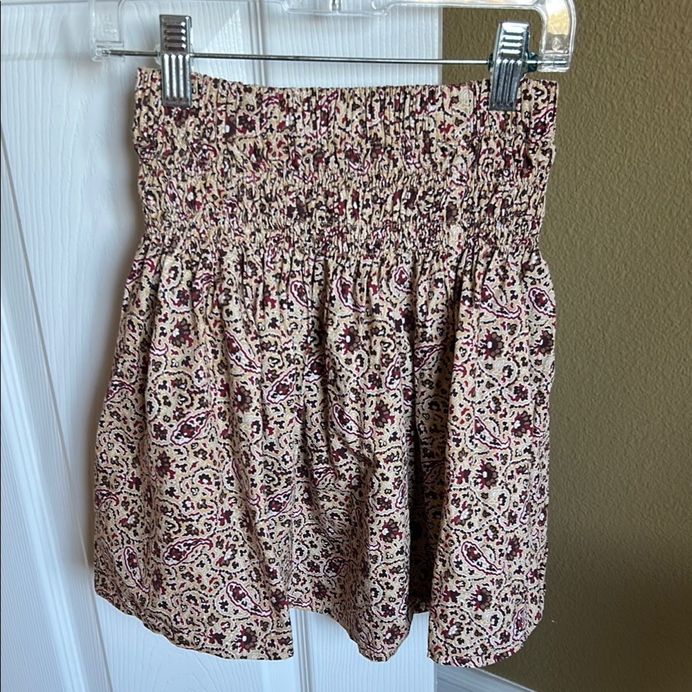 Zara Floral Print Smocked Waist Skirt